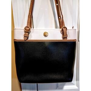 Anne Klein - Women's Black/Neutral Colorblock Pebbled Tote Shoulder Bag